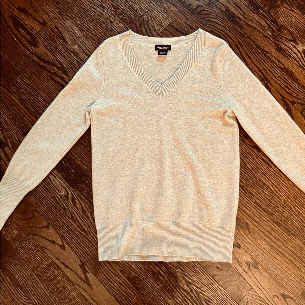 Gray Cashmere V-Neck Sweater
